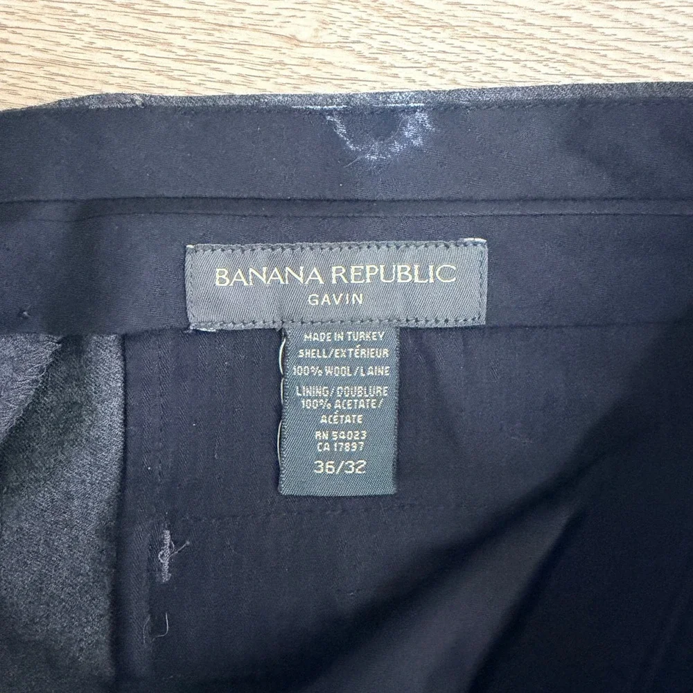 Banana Republic Gavin 100% Wool Dress Pants Mens 36x32 Gray Straight Leg